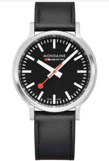Mondaine Stop2Go Swiss Made 41mm Black Dial Sapphire Watch MST.41020.LBV.2SE