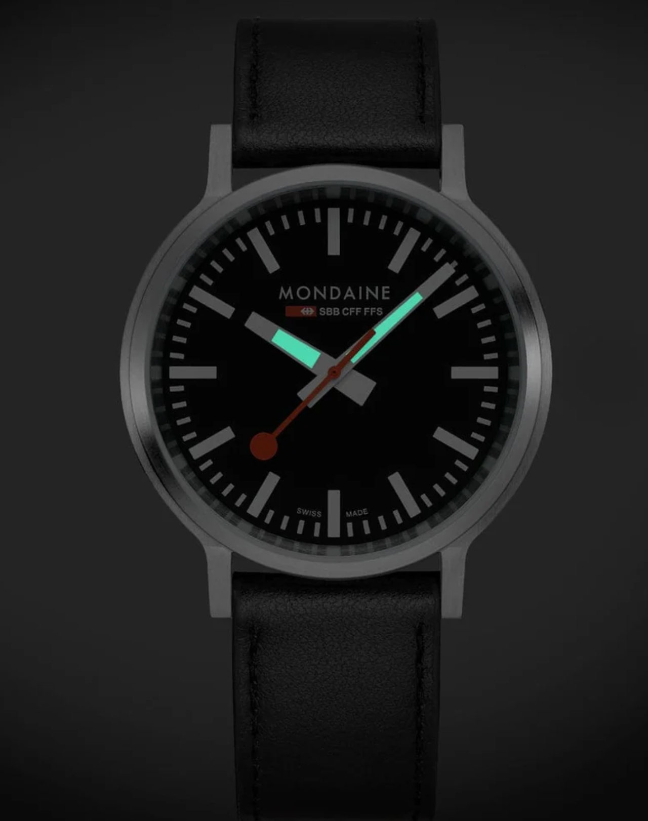 Mondaine Stop2Go Swiss Made 41mm Black Dial Sapphire Watch MST.41020.LBV.2SE