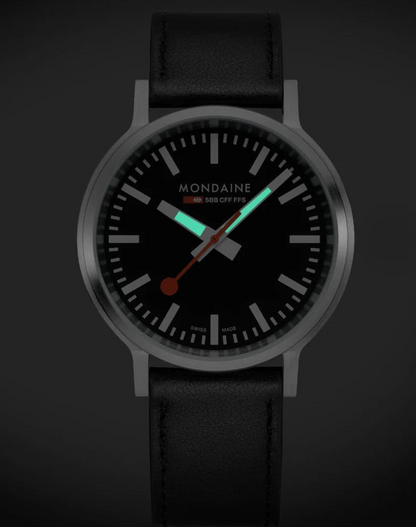 Mondaine Stop2Go Swiss Made 41mm Black Dial Sapphire Watch MST.41020.LBV.2SE