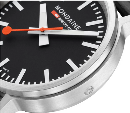 Mondaine Stop2Go Swiss Made 41mm Black Dial Sapphire Watch MST.41020.LBV.2SE