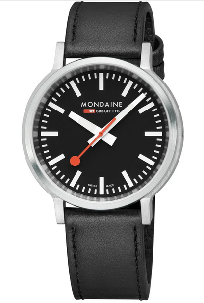 Mondaine Stop2Go Swiss Made 41mm Black Dial Sapphire Watch MST.41020.LBV.2SE