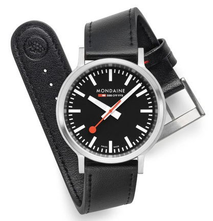Mondaine Stop2Go Swiss Made 41mm Black Dial Sapphire Watch MST.41020.LBV.2SE