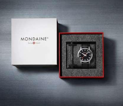 Mondaine Stop2Go Swiss Made 41mm Black Dial Sapphire Watch MST.41020.LBV.2SE