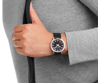 Mondaine Stop2Go Swiss Made 41mm Black Dial Sapphire Watch MST.41020.LBV.2SE