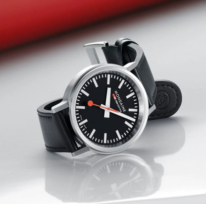Mondaine Stop2Go Swiss Made 41mm Black Dial Sapphire Watch MST.41020.LBV.2SE