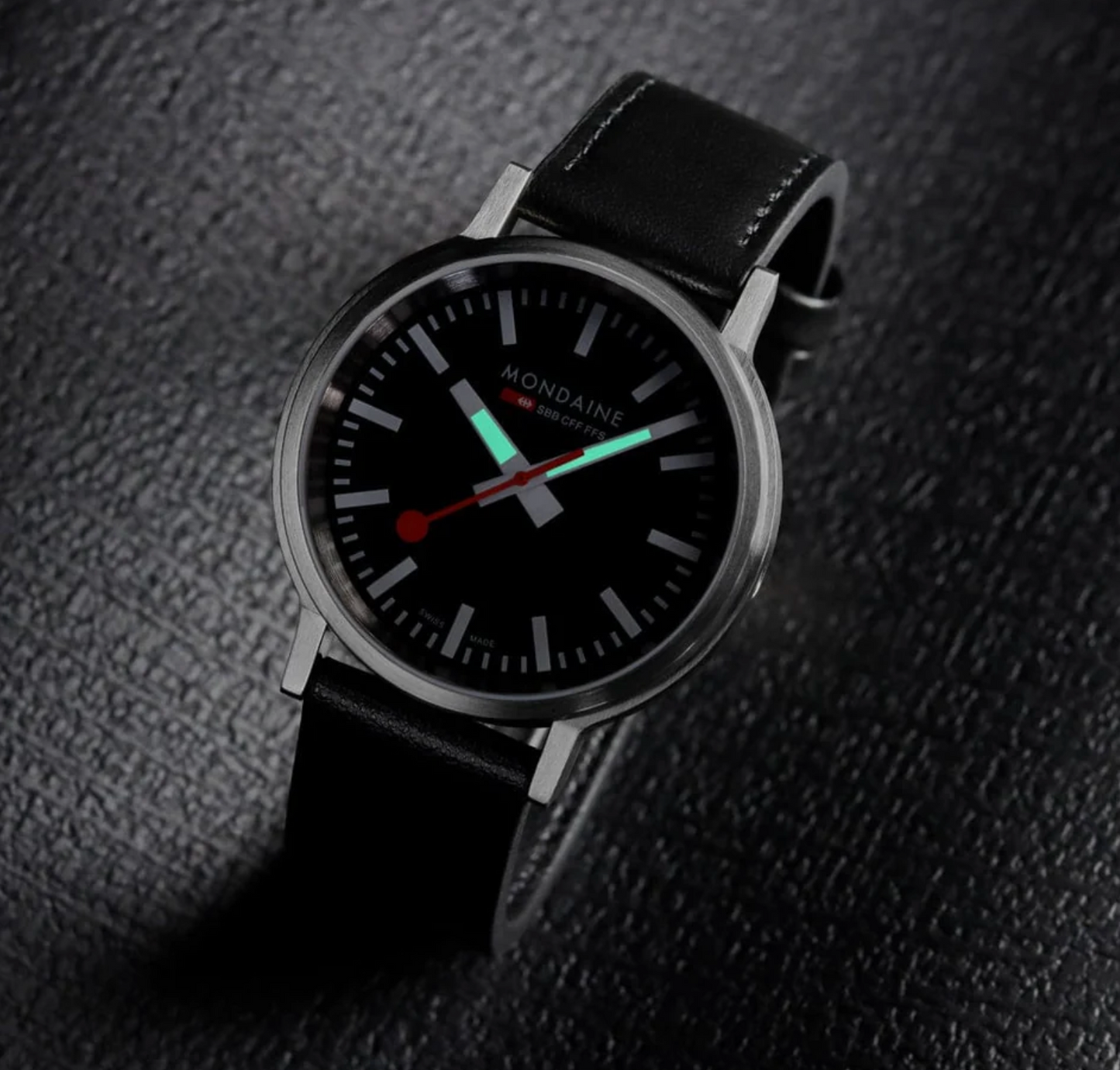 Mondaine Stop2Go Swiss Made 41mm Black Dial Sapphire Watch MST.41020.LBV.2SE
