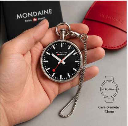 MONDAINE Pocket Watch 43mm Swiss Made Quartz Stainless Steel A660.30316.20SBB