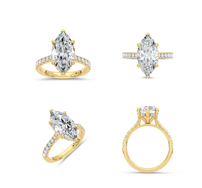 3.43 CTW IGI Certified VS1/DE Marquise Diamond Hidden Halo 14K Solid Yellow Gold Ring