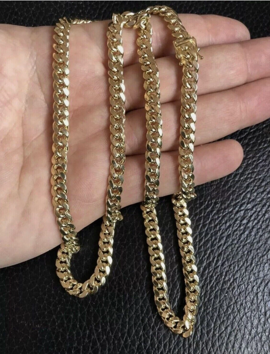 14K Pure Yellow Gold Miami Cuban Link Chain 6mm 24" Inc Men's Necklace Box Lock