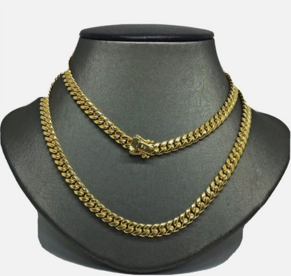 14K Pure Yellow Gold Miami Cuban Link Chain 6mm 24" Inc Men's Necklace Box Lock