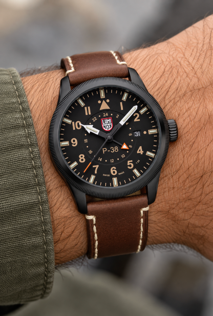 Luminox P-38 Lightning Sandstorm GMT Swiss Made Pilot Watch 42mm XA.9526