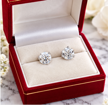 2.00 Ct Round Cut Certified VS1/E Lab Grown Diamond Martini Set Stud Earrings 14K White Gold