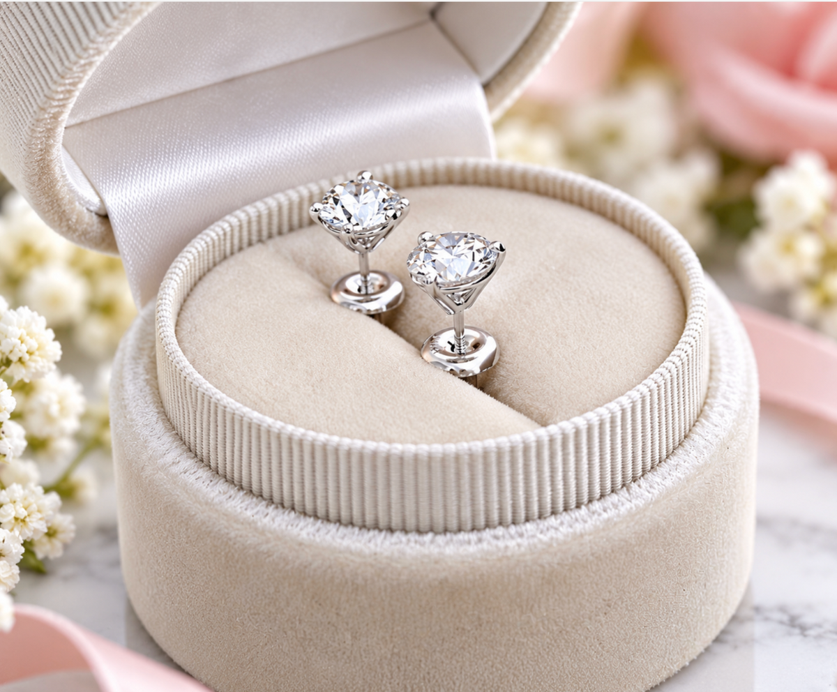 2.00 Ct Round Cut Certified VS1/E Lab Grown Diamond Martini Set Stud Earrings 14K White Gold