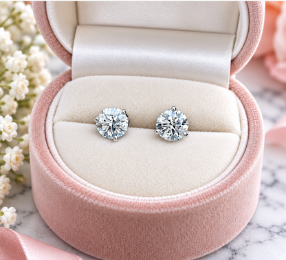 2.00 Ct Round Cut Certified VS1/E Lab Grown Diamond Martini Set Stud Earrings 14K White Gold
