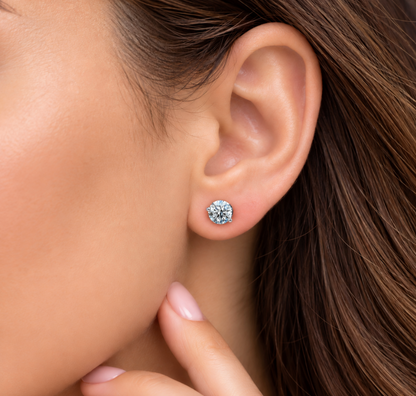 2.00 Ct Round Cut Certified VS1/E Lab Grown Diamond Martini Set Stud Earrings 14K White Gold