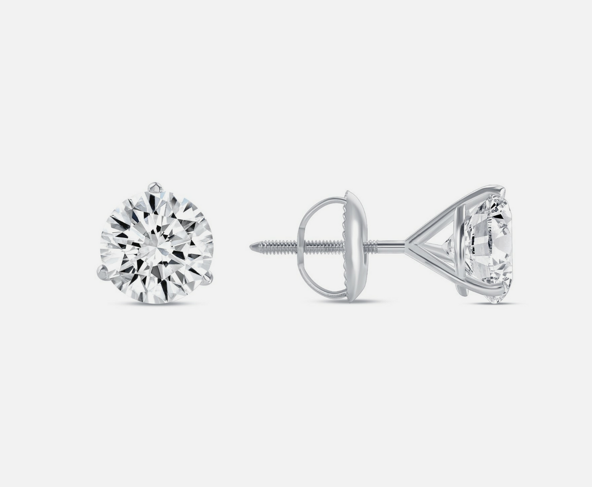 2.00 Ct Round Cut Certified VS1/E Lab Grown Diamond Martini Set Stud Earrings 14K White Gold