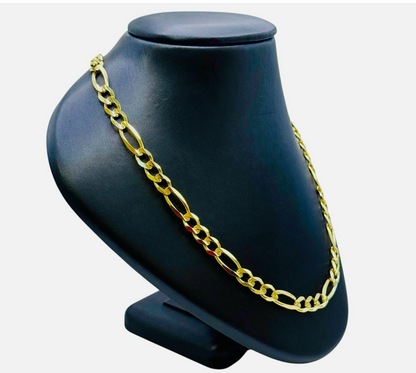 10k Solid Heavy Yellow Gold 7mm Figaro Link Chain 22" Inc Long Necklace Lobster Lock