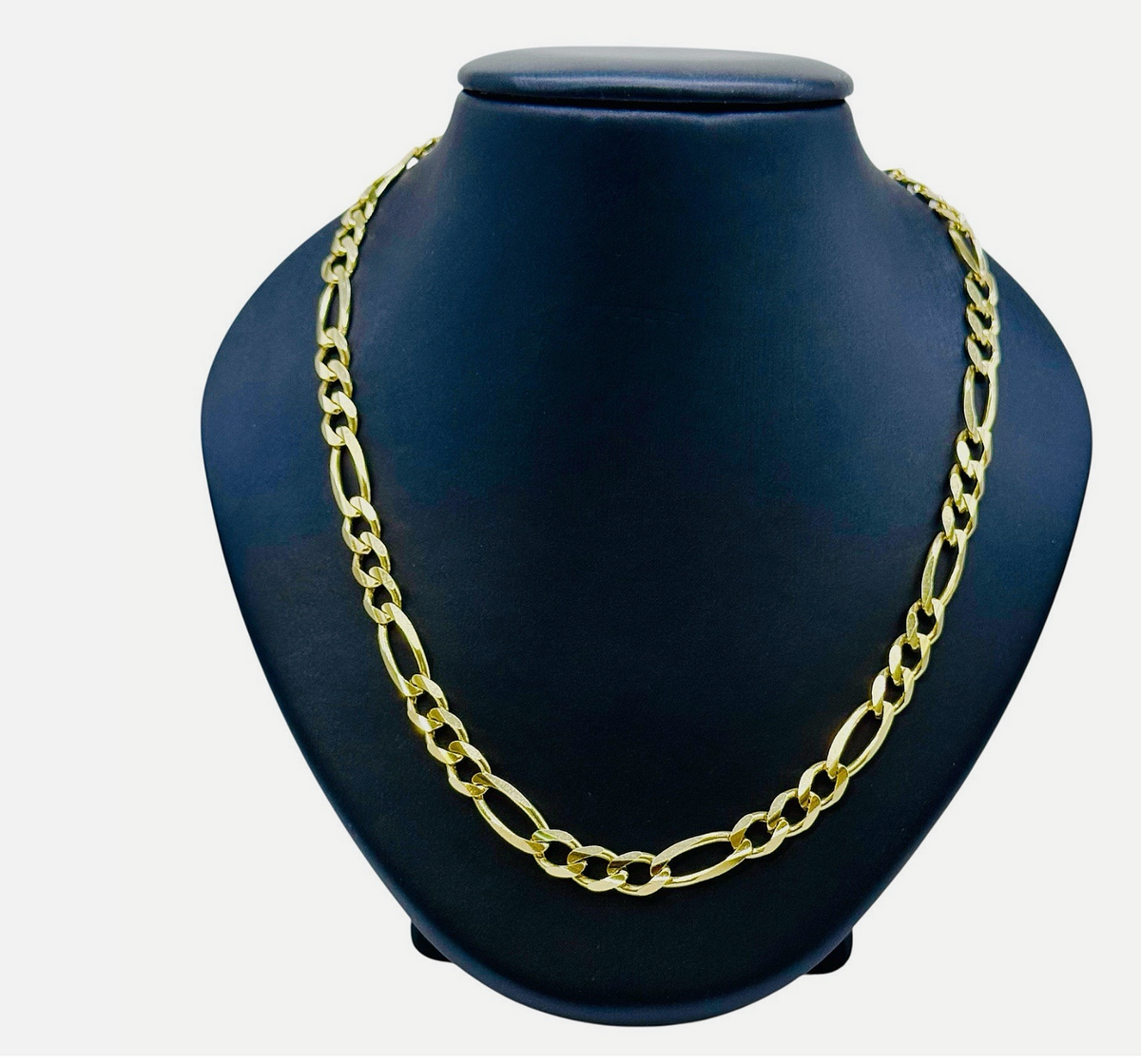 10k Solid Heavy Yellow Gold 7mm Figaro Link Chain 22" Inc Long Necklace Lobster Lock