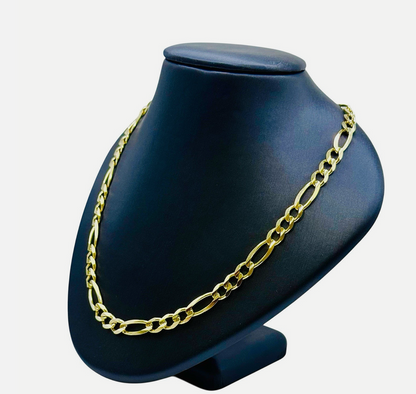 10k Solid Heavy Yellow Gold 7mm Figaro Link Chain 22" Inc Long Necklace Lobster Lock