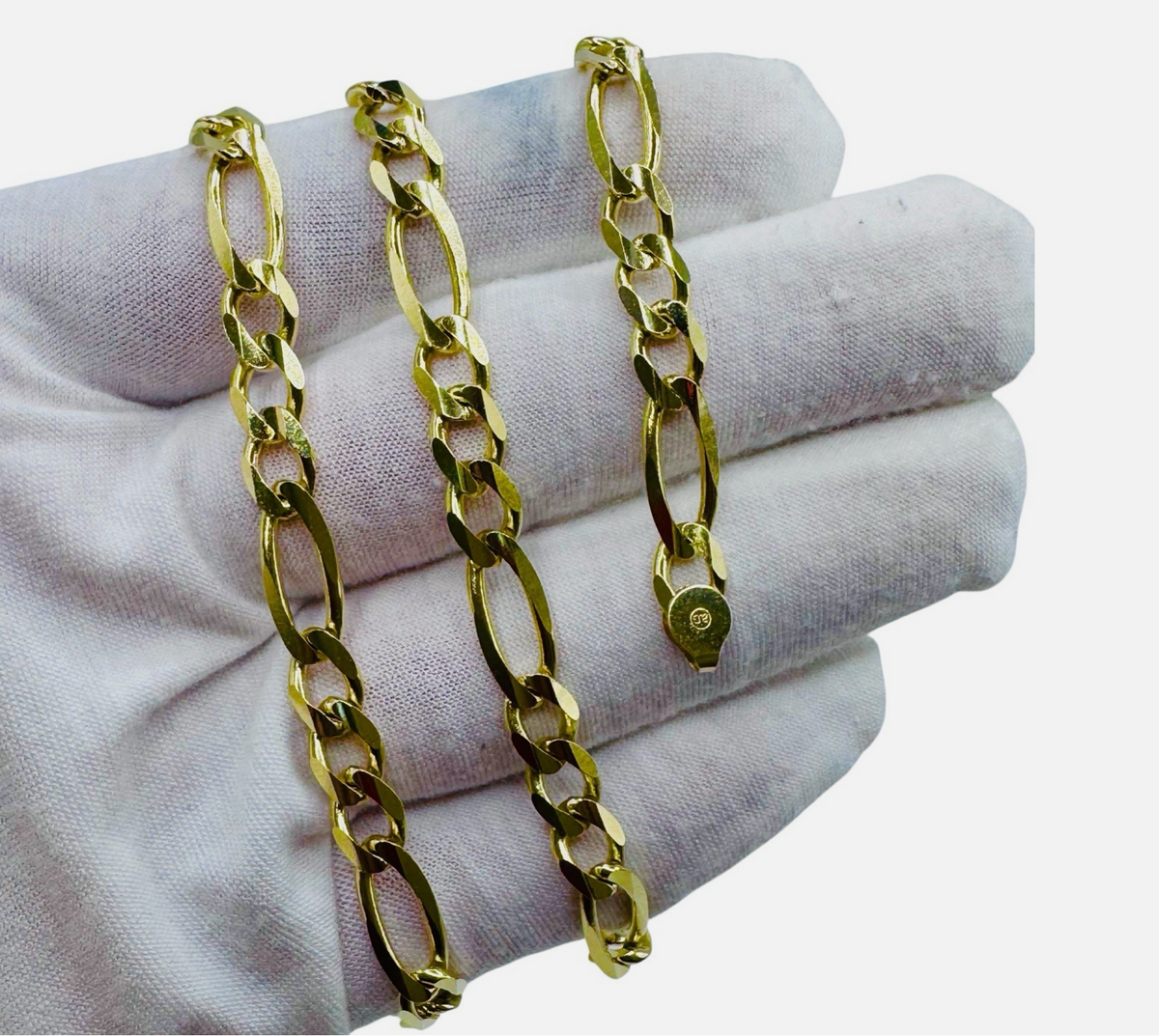 10k Solid Heavy Yellow Gold 7mm Figaro Link Chain 22" Inc Long Necklace Lobster Lock