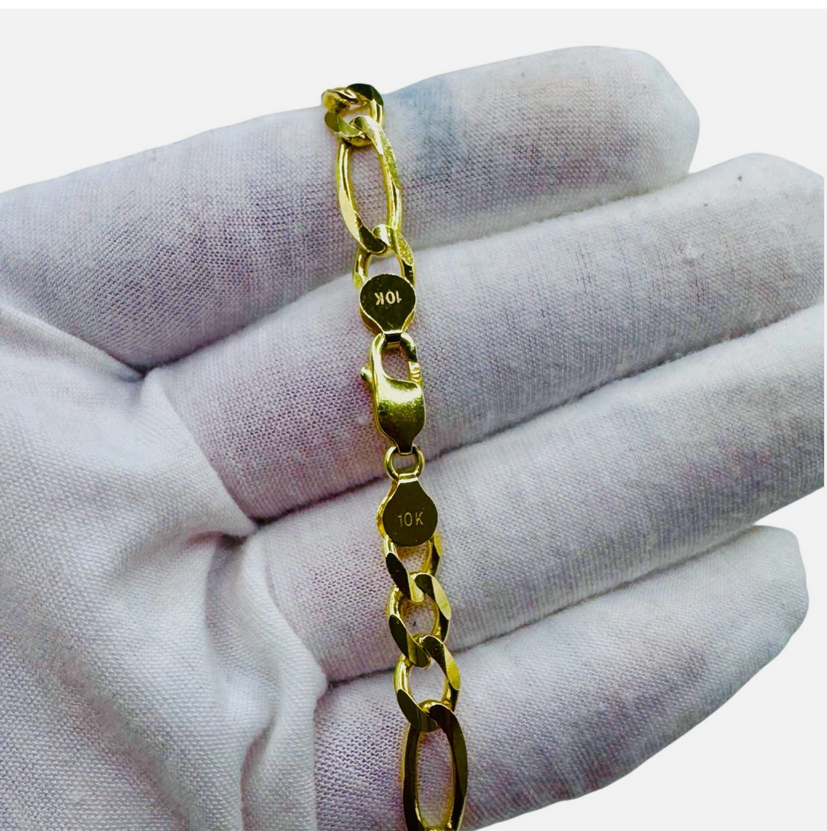 10k Solid Heavy Yellow Gold 7mm Figaro Link Chain 22" Inc Long Necklace Lobster Lock