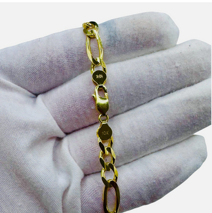 10k Solid Heavy Yellow Gold 7mm Figaro Link Chain 22" Inc Long Necklace Lobster Lock