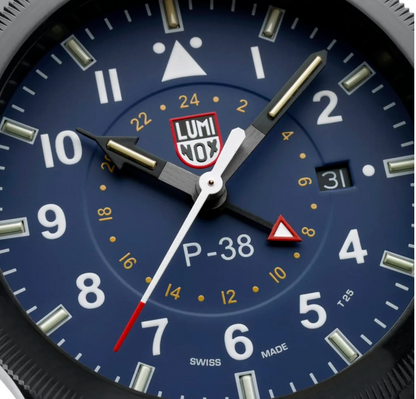 Luminox P-38 Lightning GMT Open Skies Blue Swiss Pilot Men's Watch 42mm XA.9523