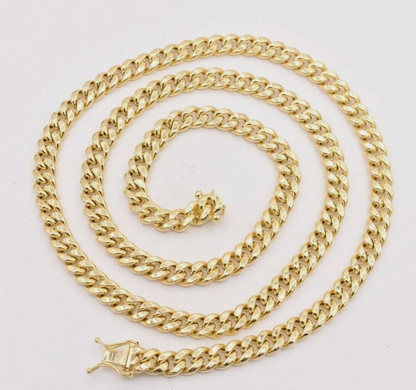 Premium 10K Yellow Gold Miami Cuban Link Chain Necklace 6mm 22 Inch Necklace Box Lock