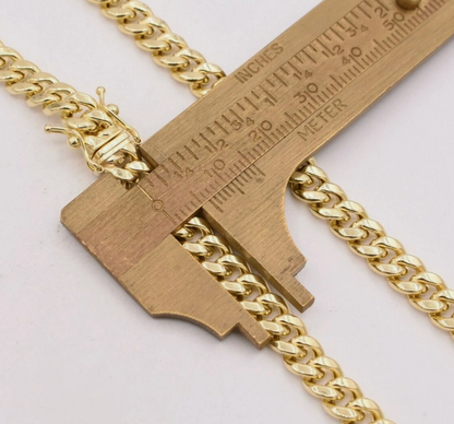 Real 14k Pure Yellow Gold Chain Necklace 22" Miami Cuban Link 7mm Mens Box Lock