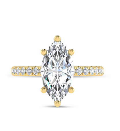 3.43 CTW IGI Certified VS1/DE Marquise Diamond Hidden Halo 14K Solid Yellow Gold Ring