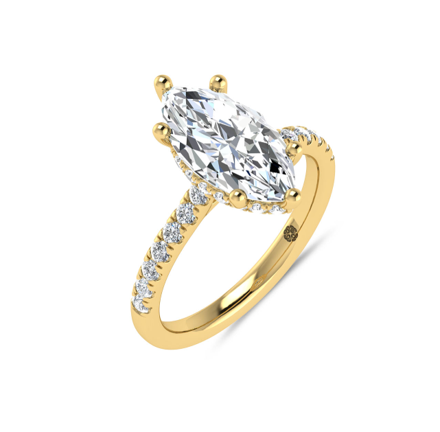 3.43 CTW IGI Certified VS1/DE Marquise Diamond Hidden Halo 14K Solid Yellow Gold Ring
