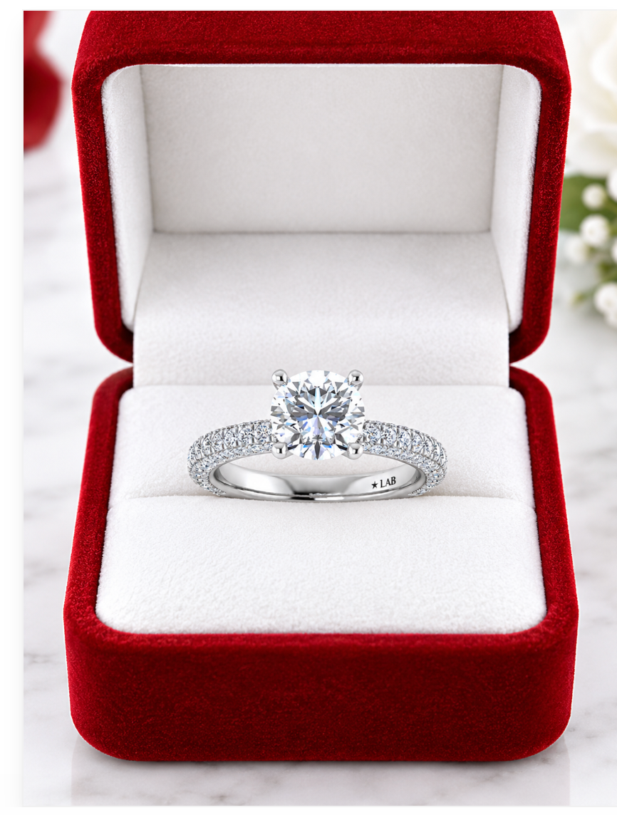 3.00 CTW Certified VS1/DE Lab-Grown Diamond Engagement Ring – 14K Solid White Gold, 2.00 CT Round Center