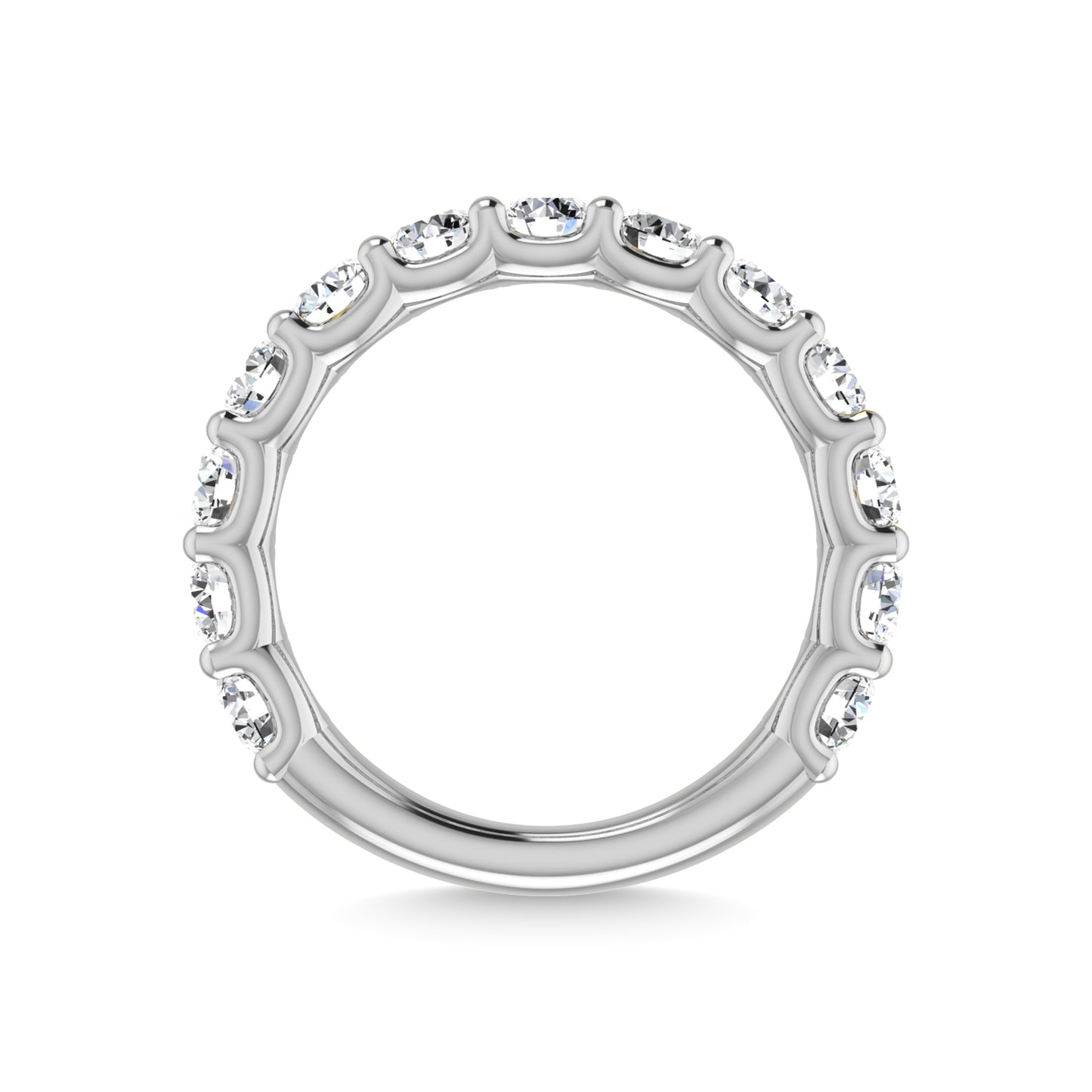 14K White Gold Lab Grown Diamond 1 3/4 Ct.Tw. Round Shape Three Forth Way Wedding Band (size 6.5)