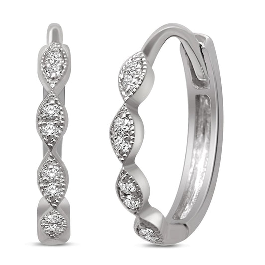 14K White Gold 1/10 Ct.Tw. Diamond Stackable Hoop Earrings