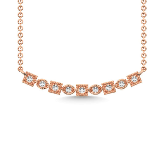 14K Rose Gold 1/6 Ct.Tw. Diamond Stackable Necklace