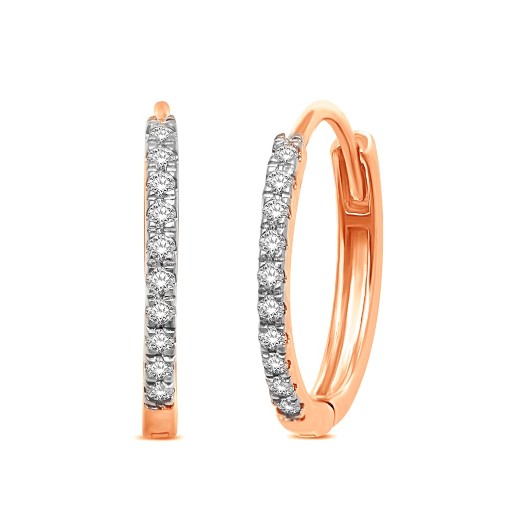 14K Rose Gold 1/10 Ct.Tw.Diamond Stackable Earrings
