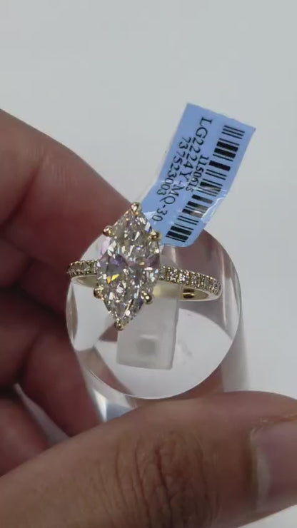 3.43 CTW IGI Certified VS1/DE Marquise Diamond Hidden Halo 14K Solid Yellow Gold Ring